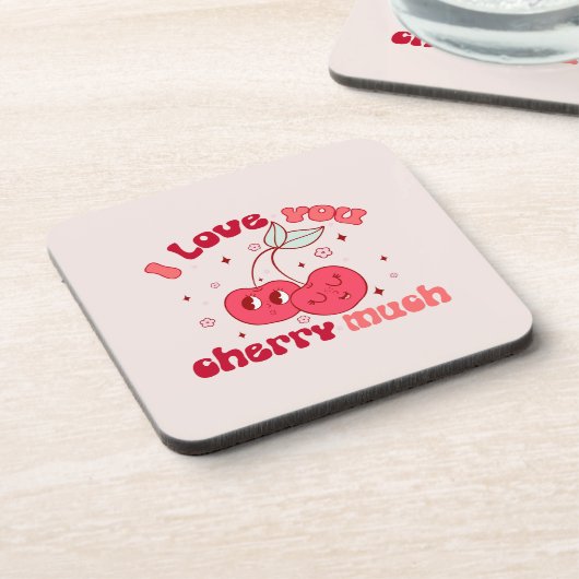 私はあなたを愛するさくらんぼ コースター (左側)