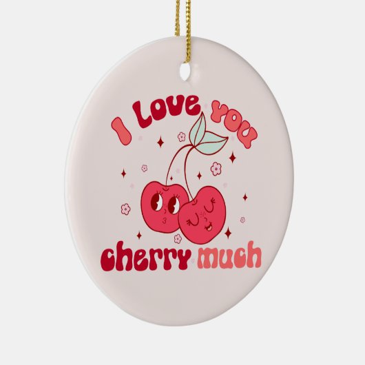 私はあなたを愛するさくらんぼ セラミックオーナメント (右)