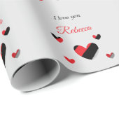 私はあなたを愛するカラフルハートグレー ラッピングペーパー (ロールコーナー)