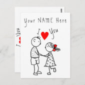 私はあなたを愛するカードロマンチックなカップル – カスタム文字名 ポストカード (正面/裏面)