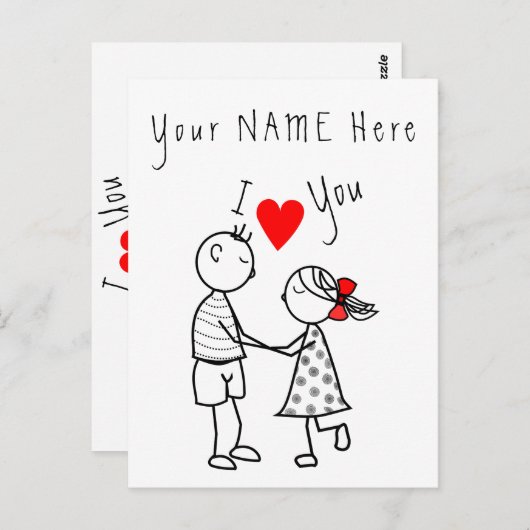 私はあなたを愛するカードロマンチックなカップル – カスタム文字名 ポストカード (正面/裏面)
