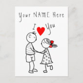 私はあなたを愛するカードロマンチックなカップル – カスタム文字名 ポストカード (正面)