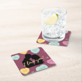 私はあなたを愛するキャンディハートカップル スクエアペーパーコースター (インサイチュ)