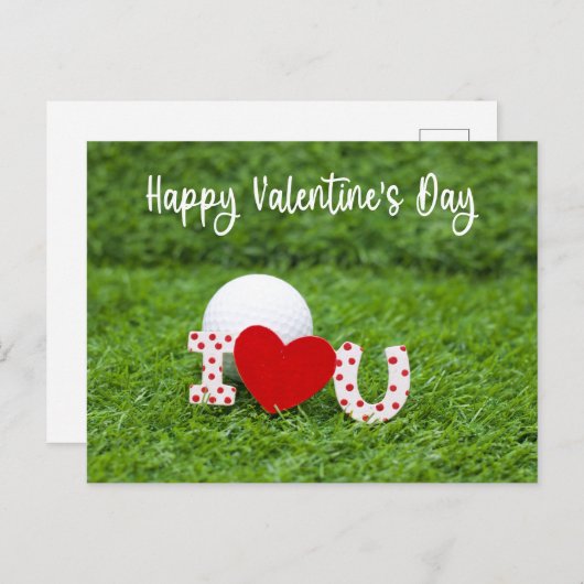 私はあなたを愛するゴルフボールハッピーバレンタインデー シーズンポストカード (正面/裏面)