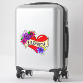 私はあなたを愛するタトゥーアートスタイルハート結婚の車 シール (スーツケース)