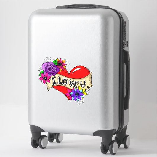 私はあなたを愛するタトゥーアートスタイルハート結婚の車 シール (スーツケース)