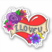 私はあなたを愛するタトゥーアートスタイルハート シール (正面)