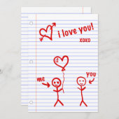 私はあなたを愛するノート紙スケッチ 招待状 (正面/裏面)