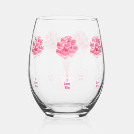 私はあなたを愛するハートバルーン茎のないワイングラス ステムなしワイングラス