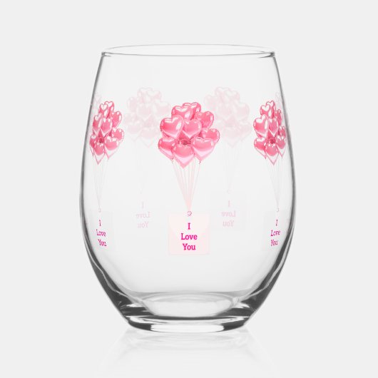 私はあなたを愛するハートバルーン茎のないワイングラス ステムなしワイングラス (正面)