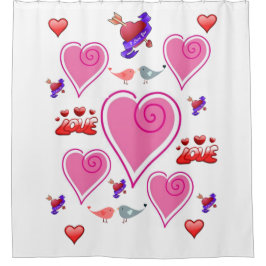 私はあなたを愛するハートバレンタインのショーカーテン シャワーカーテン