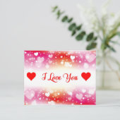 私はあなたを愛するハートパターン ポストカード (スタンド正面)