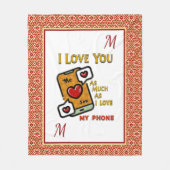 私はあなたを愛するハートモノグラムイニシャル電話おもしろい フリースブランケット (正面)