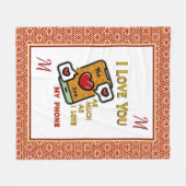 私はあなたを愛するハートモノグラムイニシャル電話おもしろい フリースブランケット (正面(横))