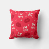 私はあなたを愛するハート唇キス赤ロマンチック クッション (裏面)
