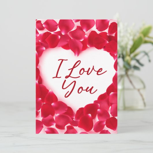 私はあなたを愛するバラハート花びらバレンタインデーカード シーズンカード (スタンド正面)