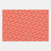 私はあなたを愛するバレンタインオレンジハートストライプ ラッピングペーパーシート (正面2)
