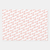 私はあなたを愛するバレンタインオレンジハートストライプ ラッピングペーパーシート (正面)