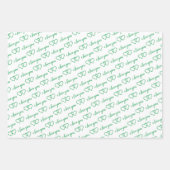 私はあなたを愛するバレンタイングリーンハートストライプ ラッピングペーパーシート (正面)