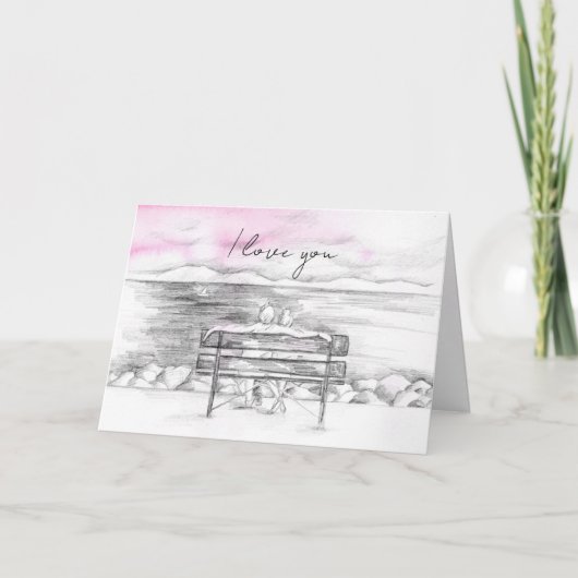 私はあなたを愛するバレンタインデーのカップル湖セーリング カード (正面)