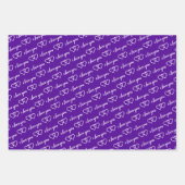 私はあなたを愛するバレンタインパープルハートストライプ ラッピングペーパーシート (正面2)