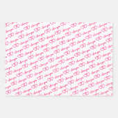 私はあなたを愛するバレンタインピンクハートストライプ ラッピングペーパーシート (正面)