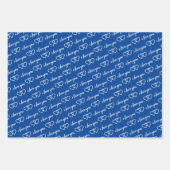 私はあなたを愛するバレンタインブルーハートストライプ ラッピングペーパーシート (正面2)