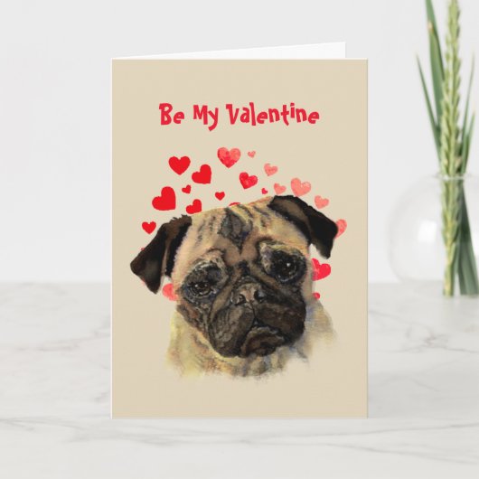 私はあなたを愛するパグ犬バレンタイン シーズンカード (正面)