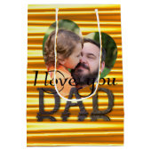 私はあなたを愛するパパ写真明るい黄色 ミディアムペーパーバッグ (裏面)