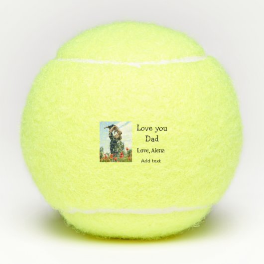 私はあなたを愛するパパ父の日エレガント追加フォト文字 テニスボール (正面)