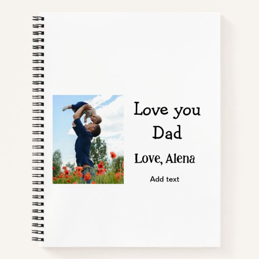 私はあなたを愛するパパ父の日エレガント追加フォト文字 ノートブック (正面)