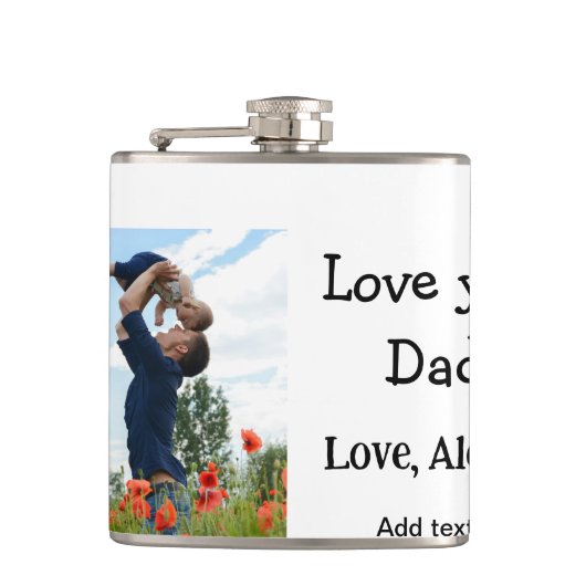 私はあなたを愛するパパ父の日エレガント追加フォト文字 フラスク (正面)