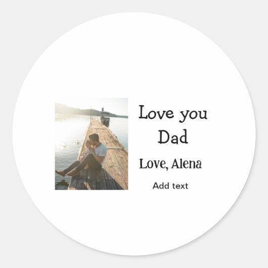 私はあなたを愛するパパ父の日エレガント追加フォト文字 ラウンドシール (正面)