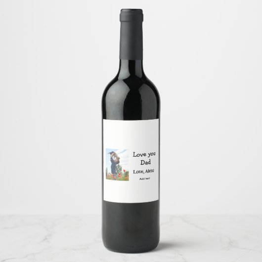 私はあなたを愛するパパ父の日エレガント追加フォト文字 ワインラベル (正面)