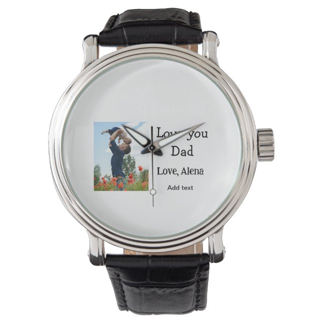 私はあなたを愛するパパ父の日エレガント追加フォト文字 腕時計 (正面)