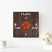 私はあなたを愛するパパ素朴バスケットボールスクエアウォールクロック スクエア壁時計 (ホーム)