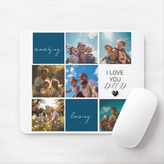 私はあなたを愛するパパ |写真のコラージュ |青 マウスパッド (マウス)