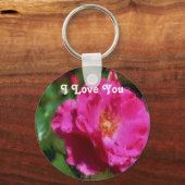 私はあなたを愛するピンクのバラの花キーチェーン キーホルダー (正面)