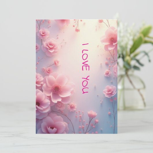 私はあなたを愛するピンクのバラ シーズンカード (スタンド正面)
