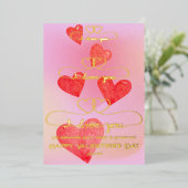 私はあなたを愛するピンクの虹の水色のハートバレンタイン 箔シーズンカード (立ち正面)