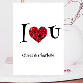 私はあなたを愛するフローラタイポグラフィハートバレンタインデー シーズンポストカード