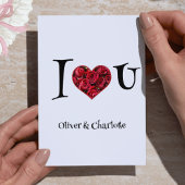 私はあなたを愛するフローラタイポグラフィハートバレンタインデー シーズンポストカード