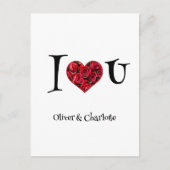 私はあなたを愛するフローラタイポグラフィハートバレンタインデー シーズンポストカード (正面)