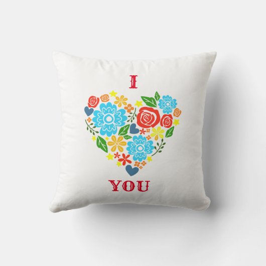 私はあなたを愛するフローラハートデザインバレンタイン クッション (裏面)