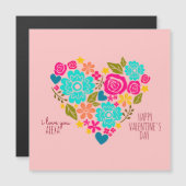 私はあなたを愛するフローラハートバレンタインデー磁気 (正面/裏面)