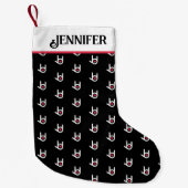 私はあなたを愛するブラッククリスマスストッキング スモールクリスマスストッキング (正面)