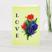 私はあなたを愛するブルーアイリスフラワーカーパーソナライズされたド カード (正面)
