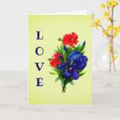 私はあなたを愛するブルーアイリスフラワーカーパーソナライズされたド カード (黄色い花)