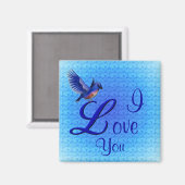 私はあなたを愛するブルーバードロマンチック マグネット (正面/裏面)