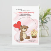 私はあなたを愛するベアファースト誕生日招待状 招待状 (スタンド正面)